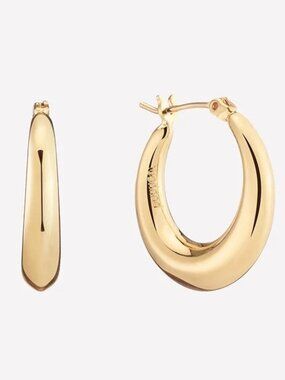Bonheur Puffed Hoop Earrings, 18K Gold Plated